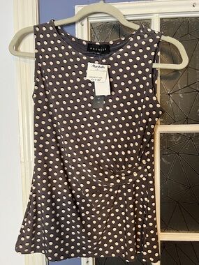 Premise Black Sleeveless Polka Dot Top with Cream Dots plus XS NWT